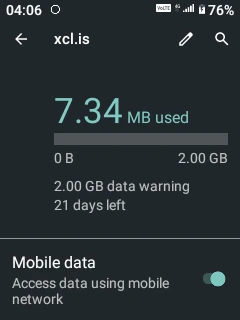 W6 Pro data usage labeled xcl.is